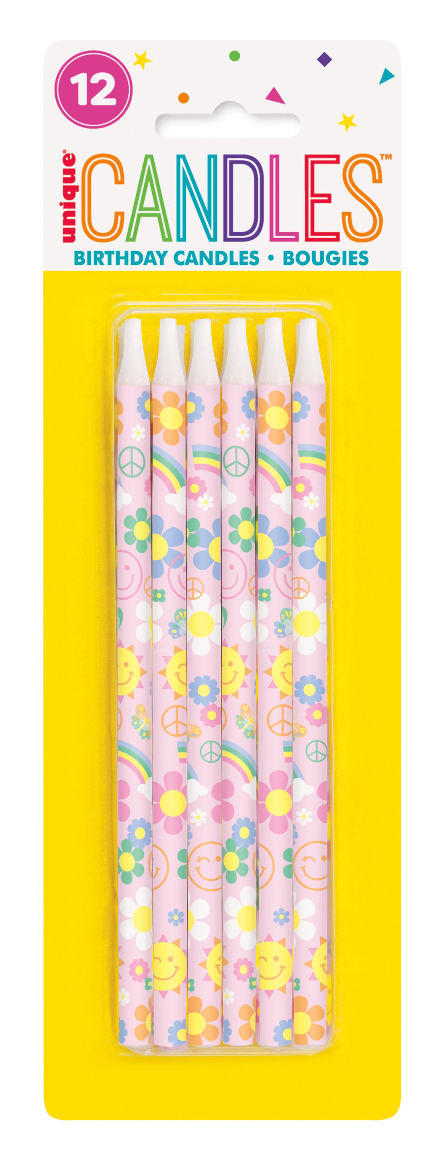 Groovy Birthday 5" Birthday Candles, 12ct