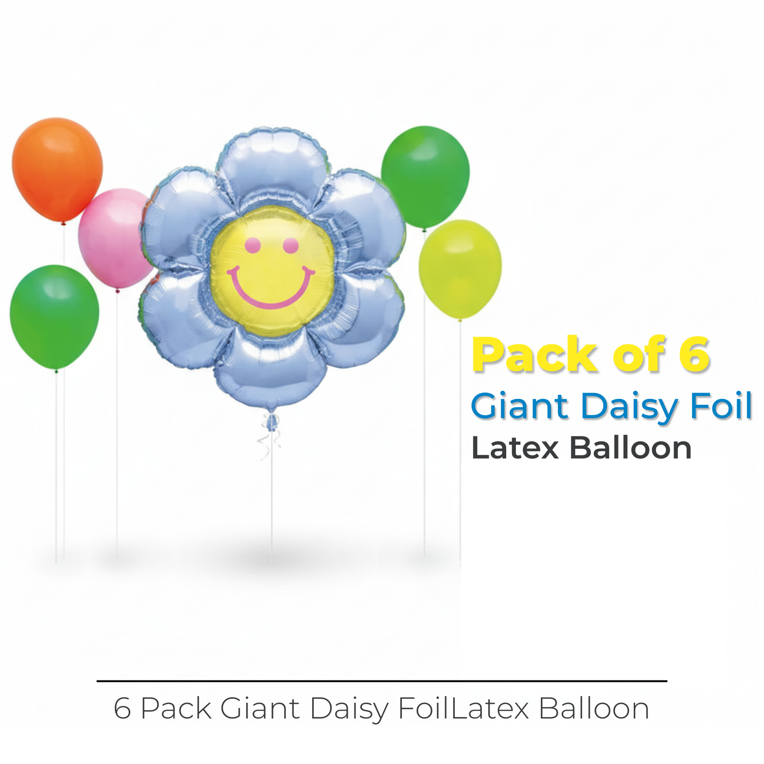 Groovy Birthday Giant Daisy Foil and Latex Balloon Bouquet, 6pc