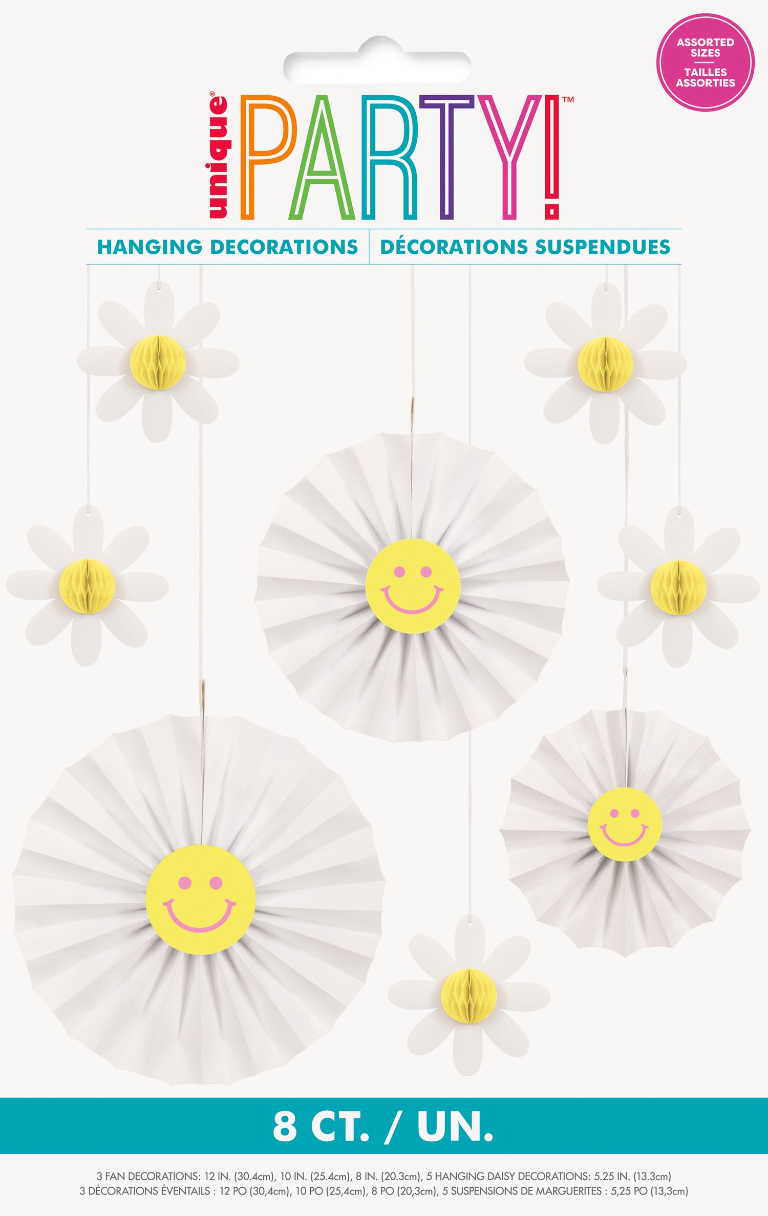 Groovy Birthday Paper Fan Decorations with 3D Honeycomb Tissue Daisies, 8pc - Image 2
