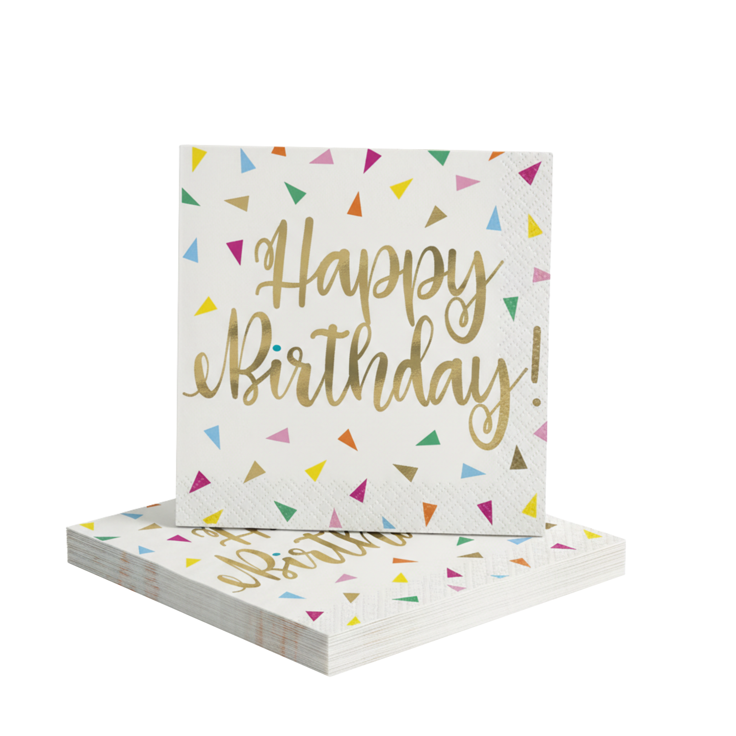 Bright Triangle Birthday "Happy Birthday" Beverage Napkins, 16ct - Foil Stamping