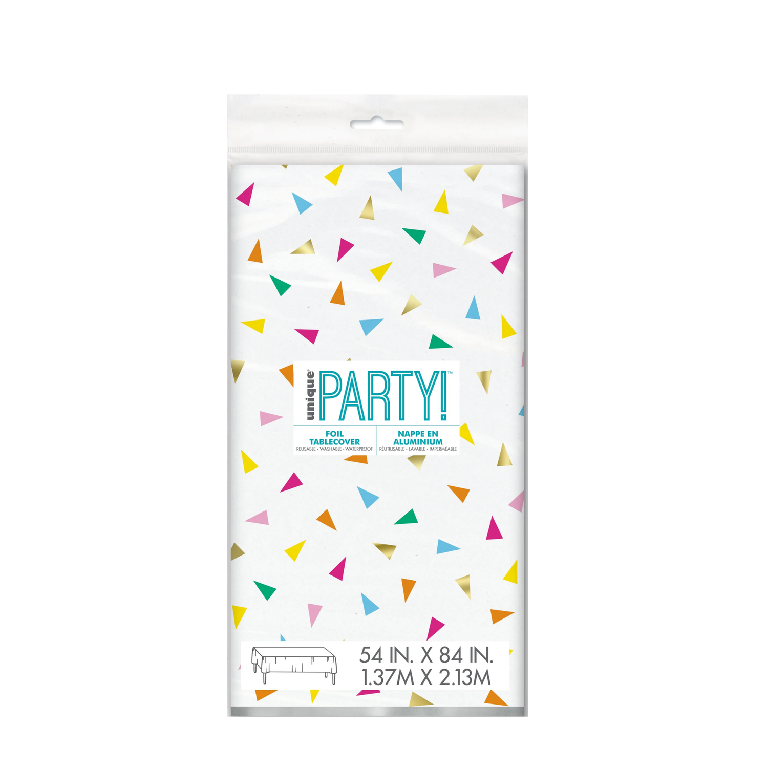 Bright Triangle Birthday Rectangular Foil Table Cover, 54" x 84"