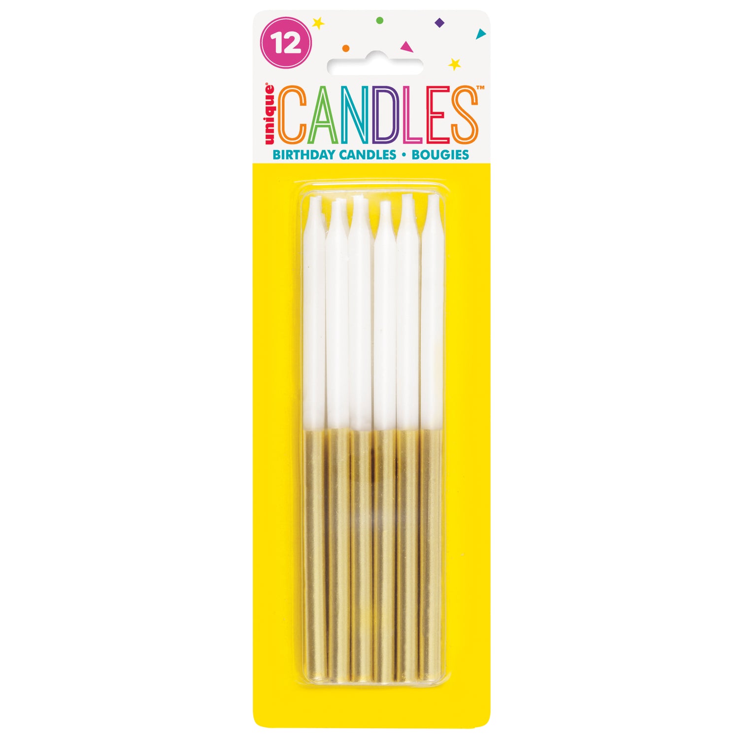 Gold Metallic Dipped 5" Birthday Candles, 12ct - Image 2