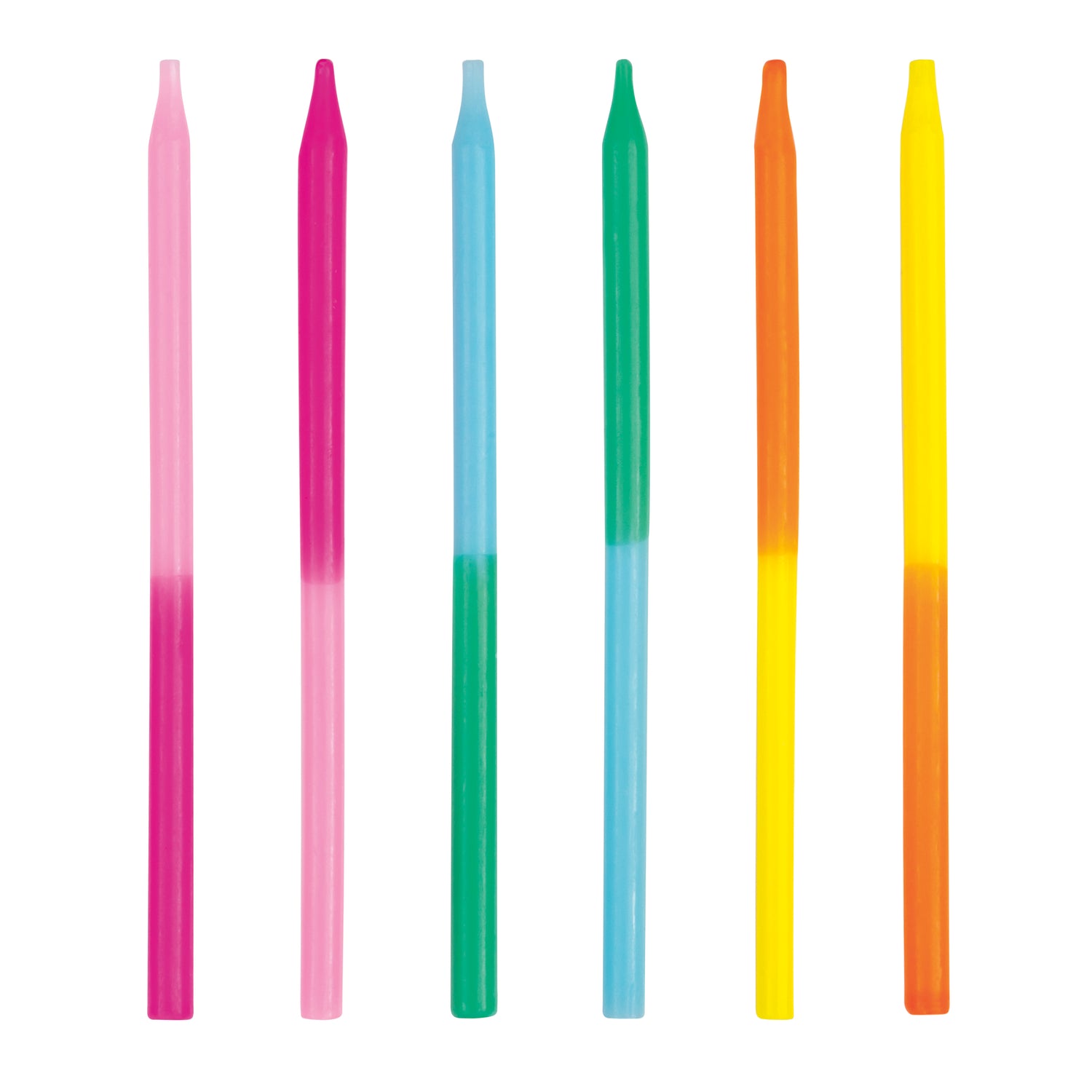 Assorted Two-Color 5" Birthday Candles, 12ct