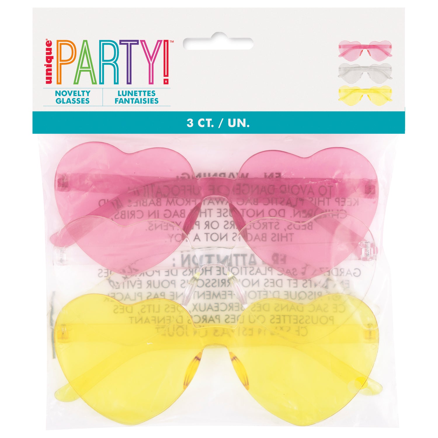 Heart Shaped Novelty Glasses, 3ct - Image 2