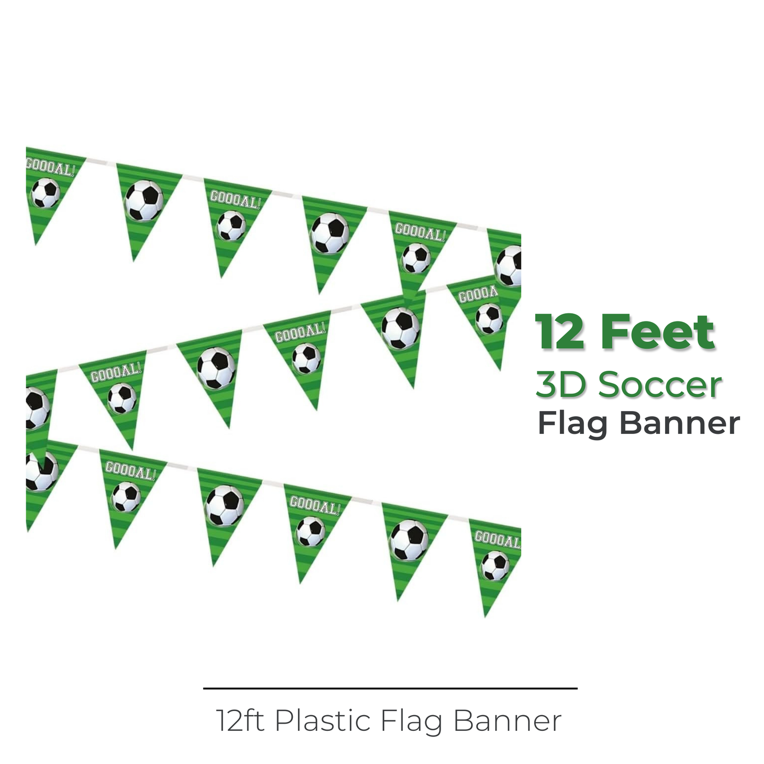 3D Soccer Plastic Flag Banner, 12 ft