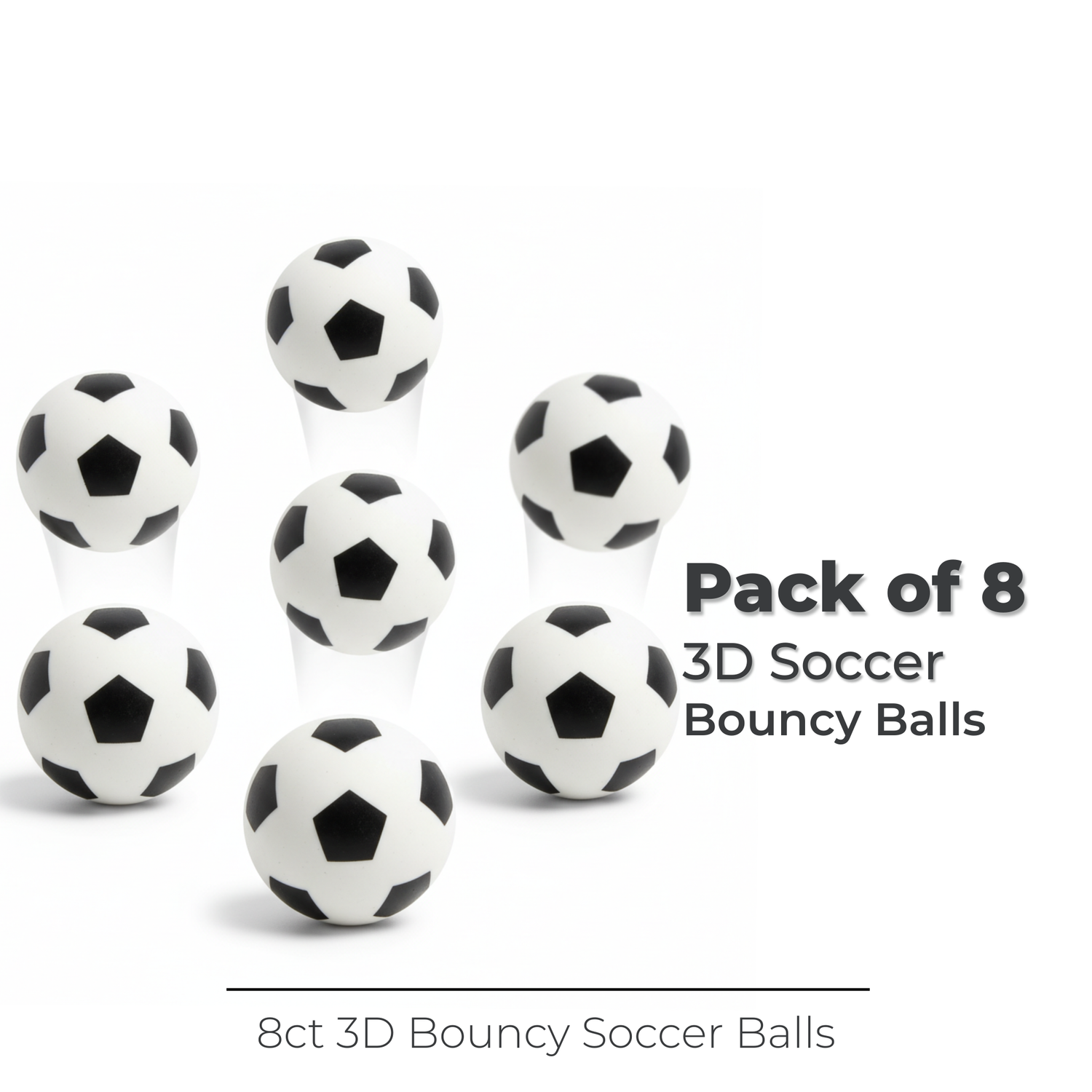 3D Soccer Bouncy Balls, 8ct