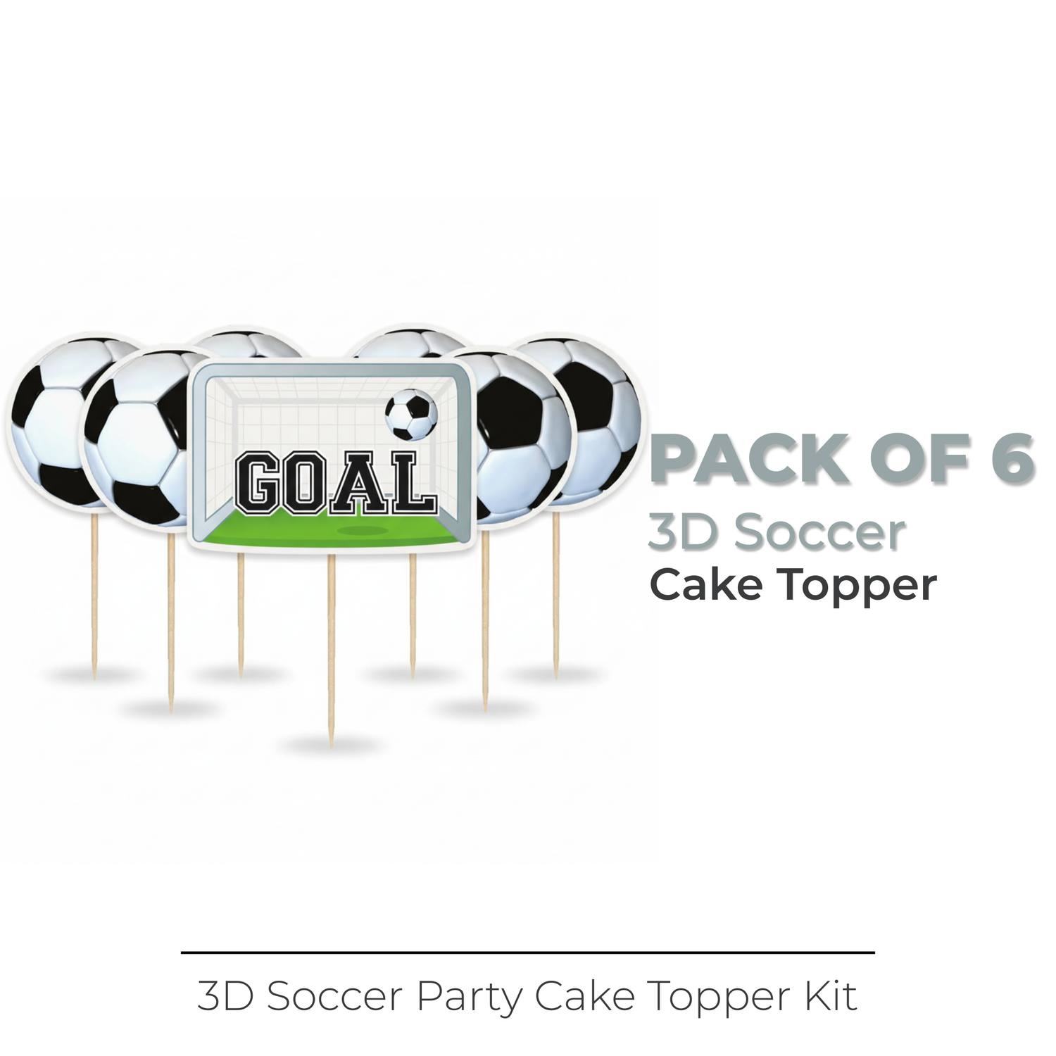 3D Soccer Cake Toppers, 6ct