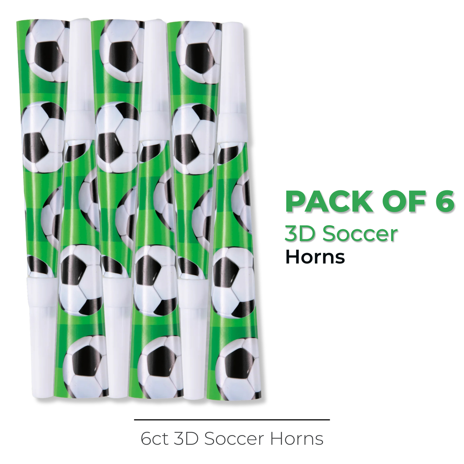 3D Soccer Horns, 6ct