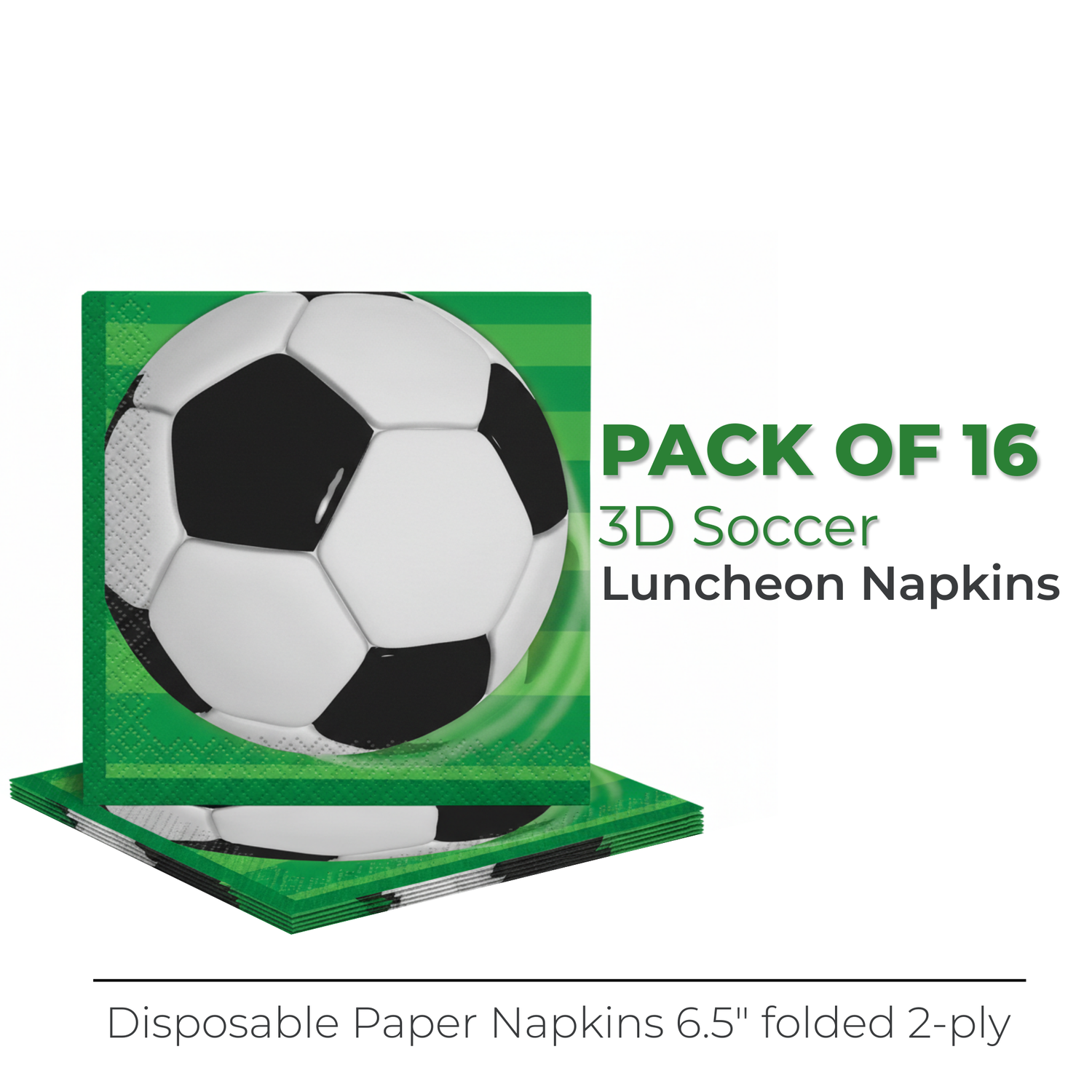3D Soccer Luncheon Napkins, 16ct