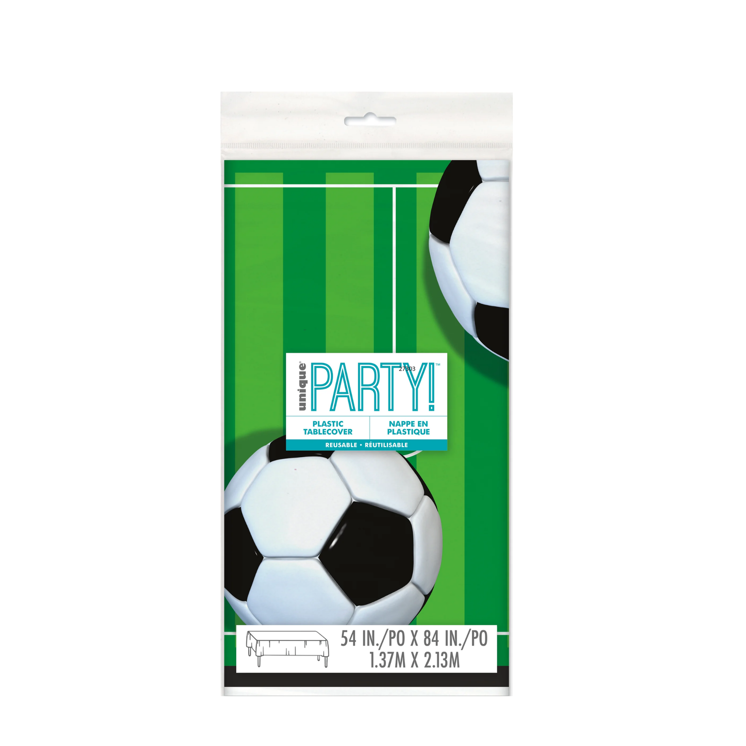 3D Soccer Rectangular Plastic Table Cover, 54" x 84"