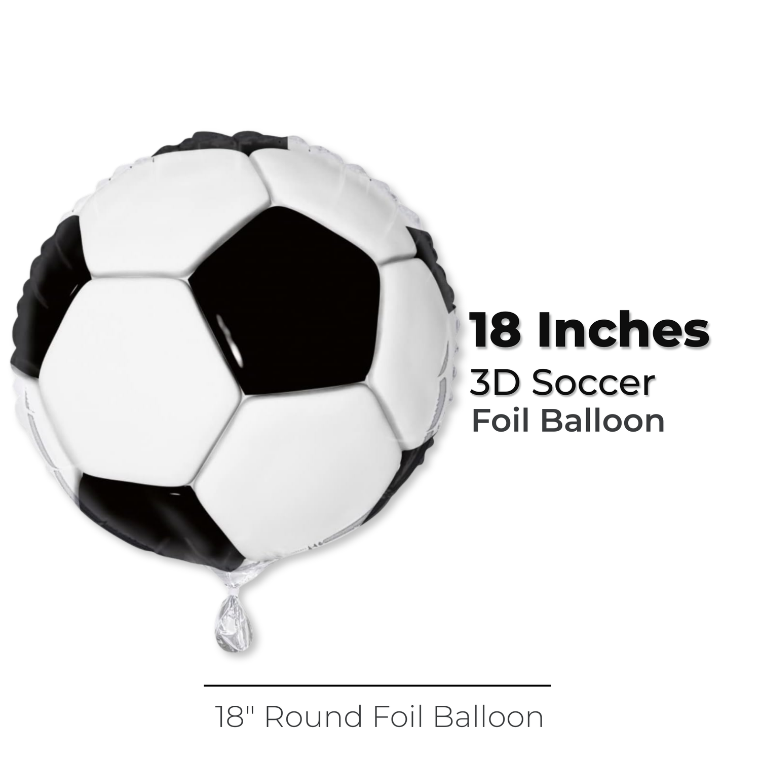 3D Soccer Round Foil Balloon 18", Bulk