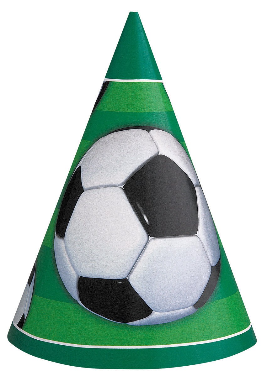 3D Soccer Party Hats, 8ct