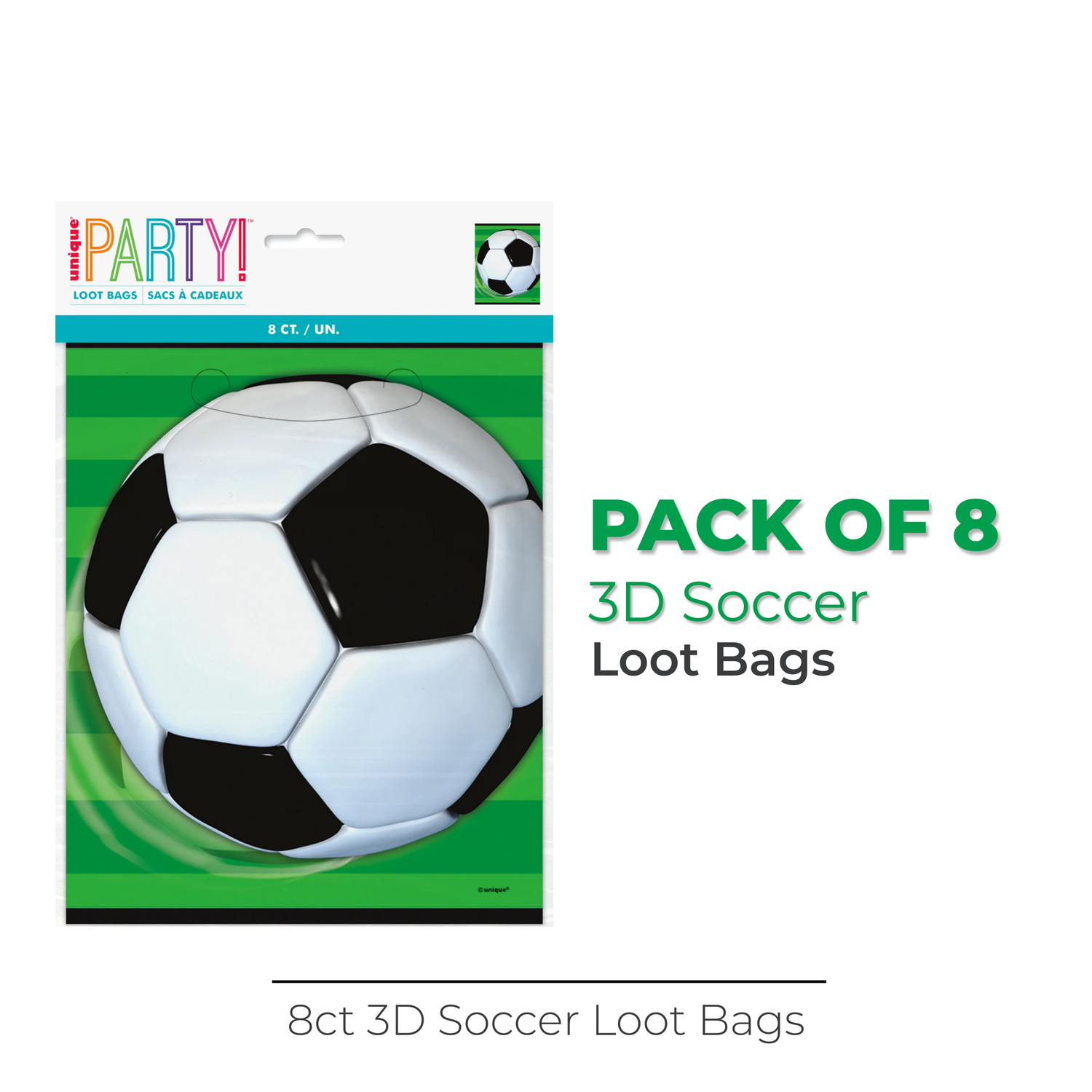 3D Soccer Loot Bags, 8ct