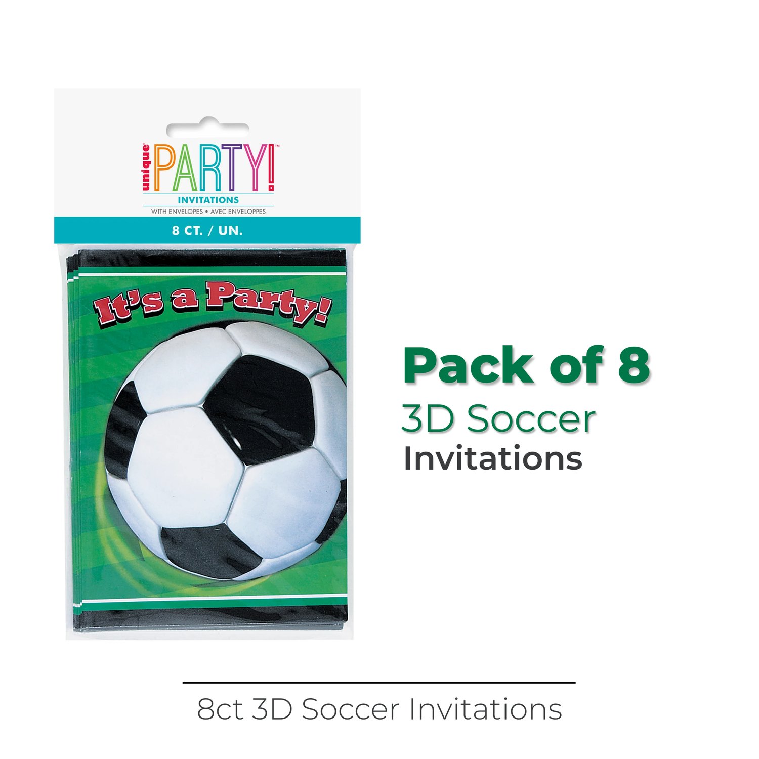 3D Soccer Invitations, 8ct