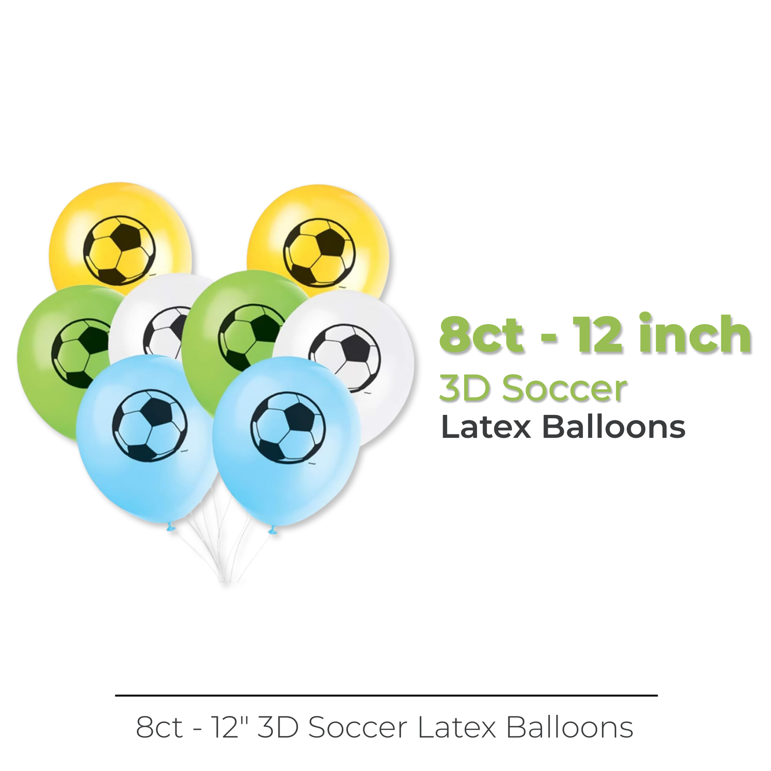 3D Soccer 12" Latex Balloons, 8ct