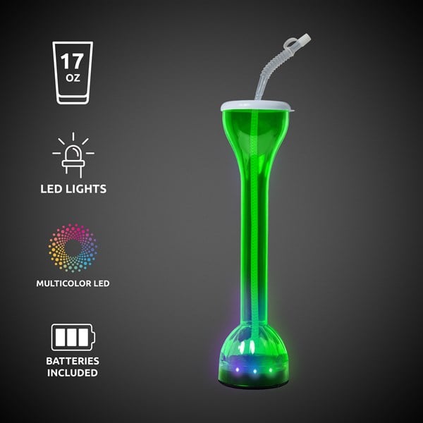 LED Green Flashing 17 oz. Yard Glass