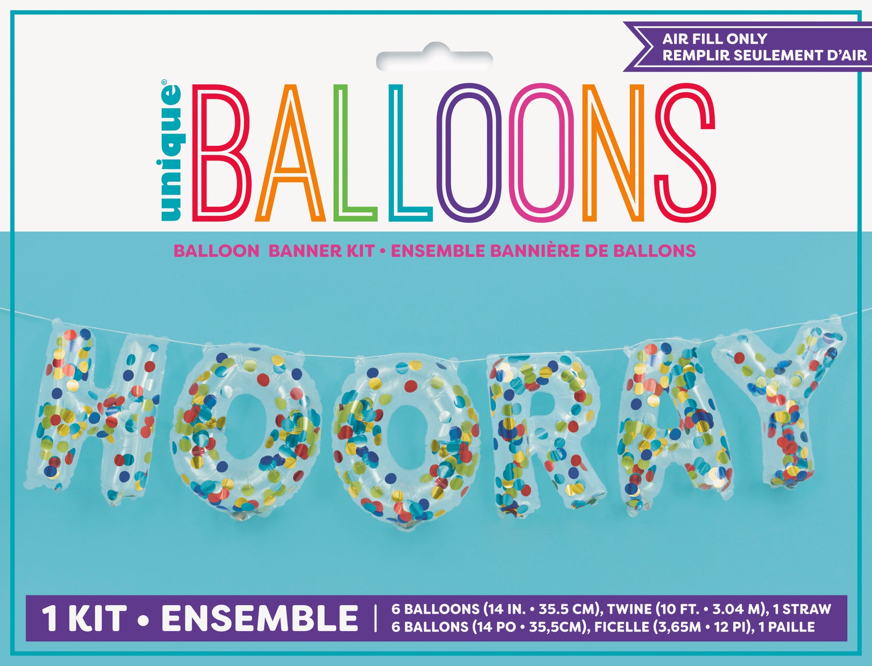 Hooray Clear Confetti Filled Letter Balloon Banner Kit