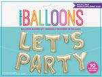 Gold "Let's Party" 14" Foil Letter Balloon Banner Kit - Image 2