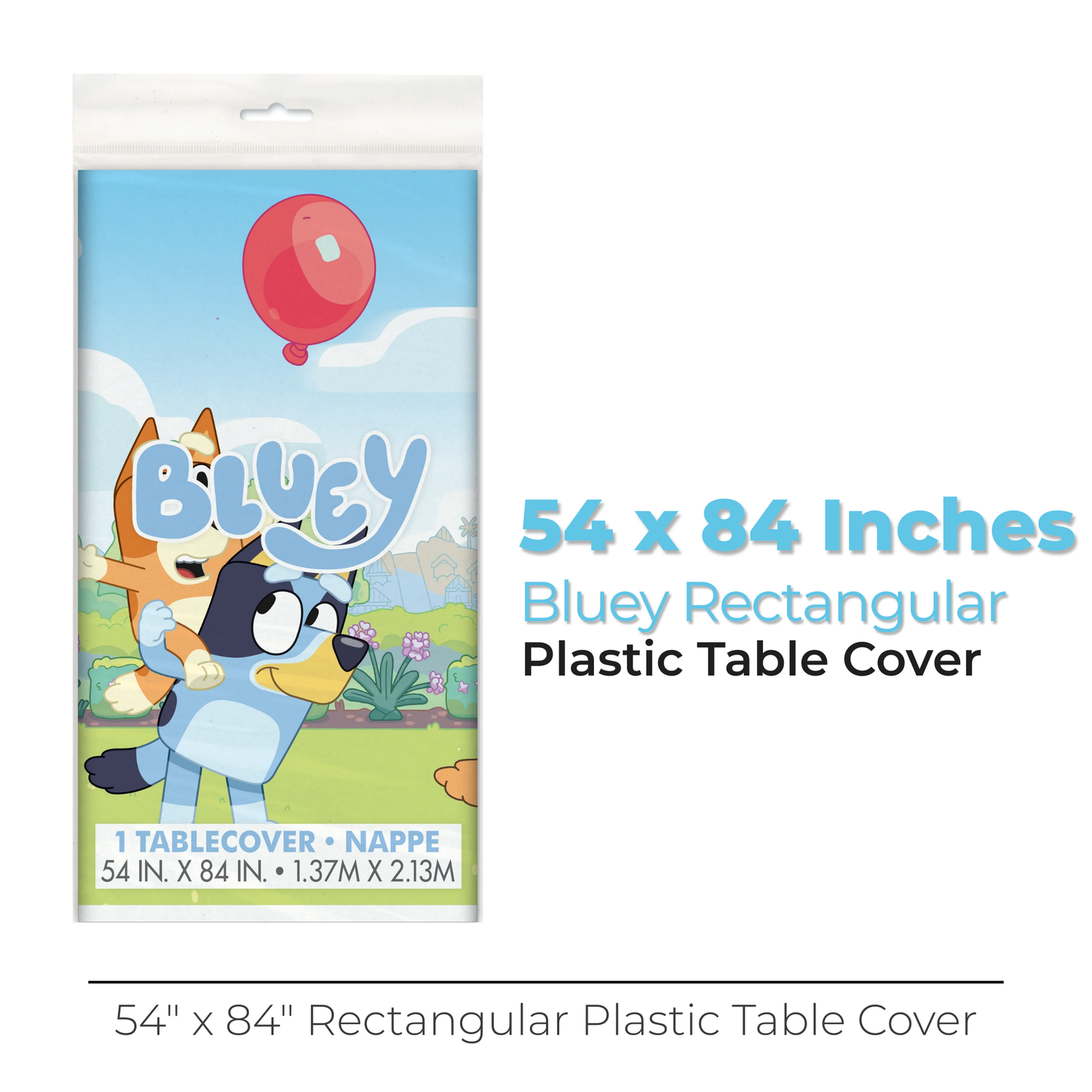 Bluey Rectangular Plastic Table Cover, 54" x 84"