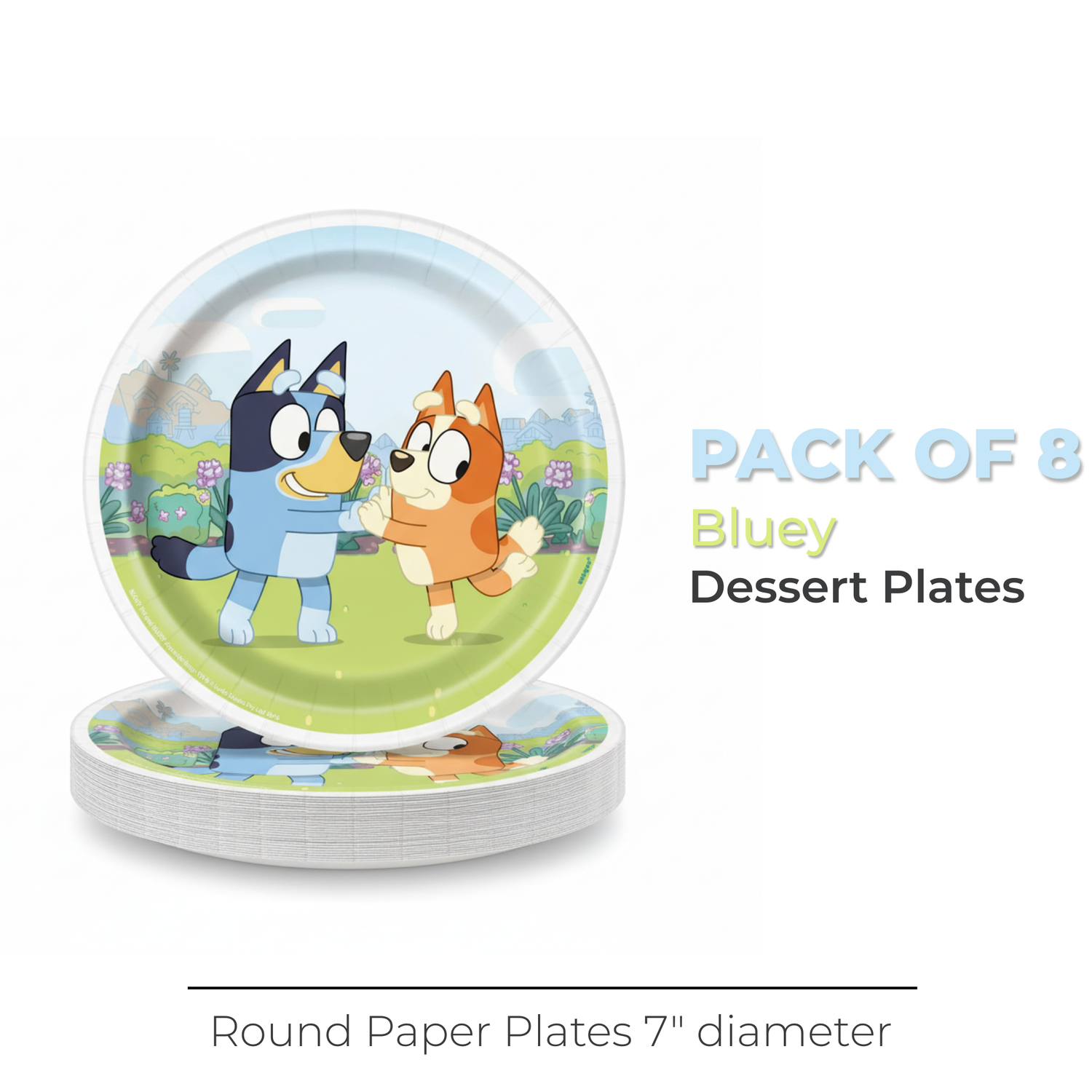 Bluey Round 7" Dessert Plates, 8ct