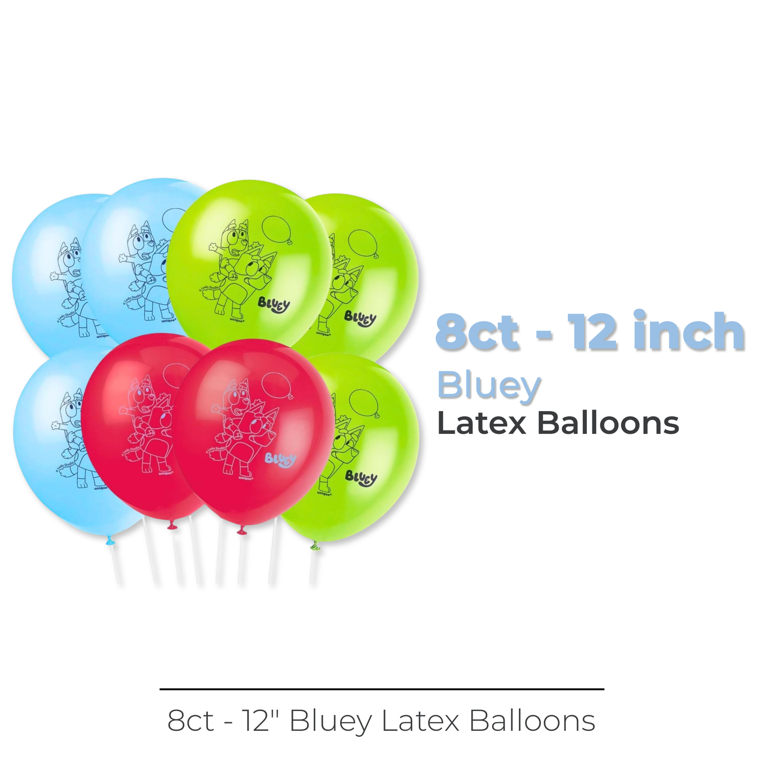 Bluey 12" Latex Balloons, 8ct
