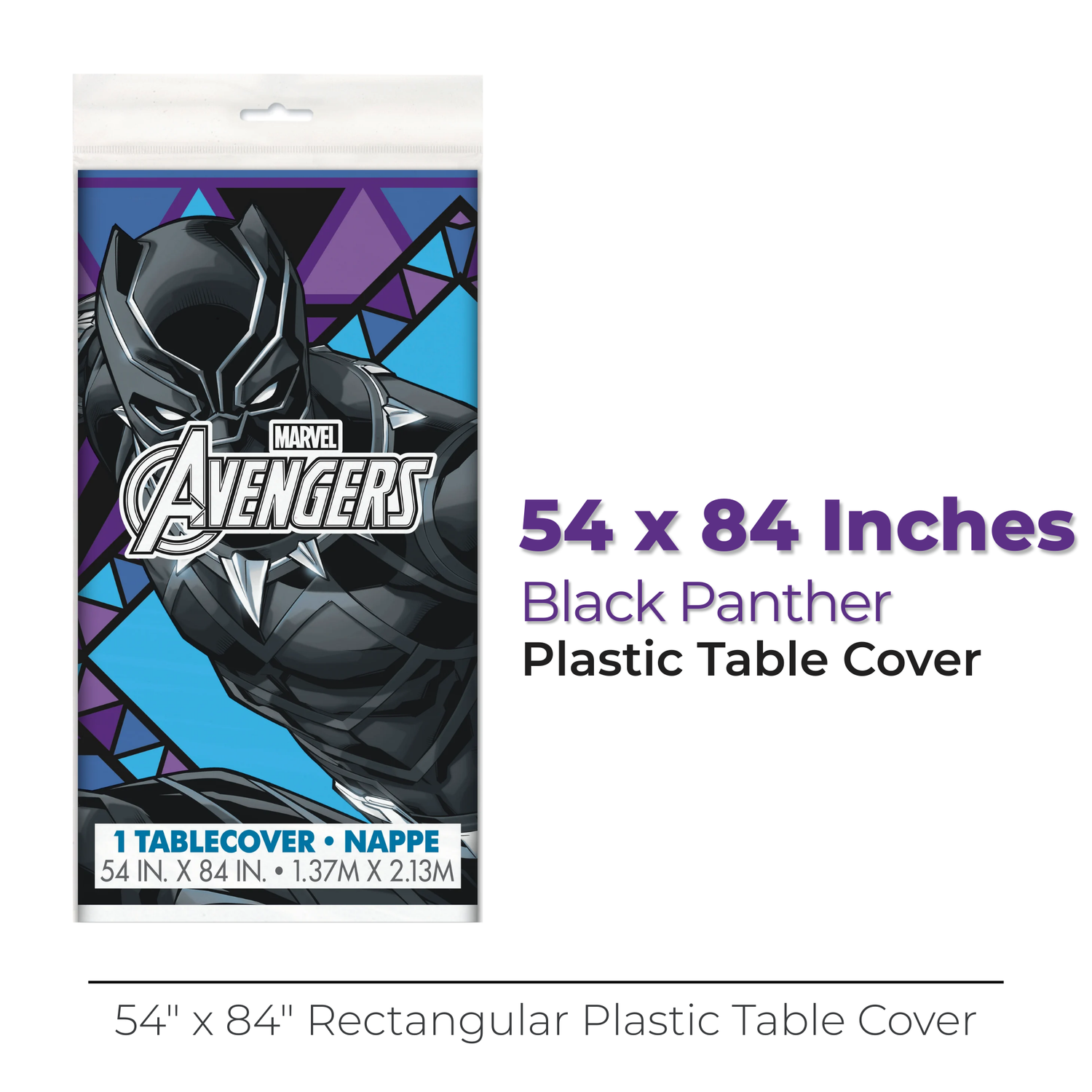 Black Panther Rectangular Plastic Table Cover, 54" x 84"