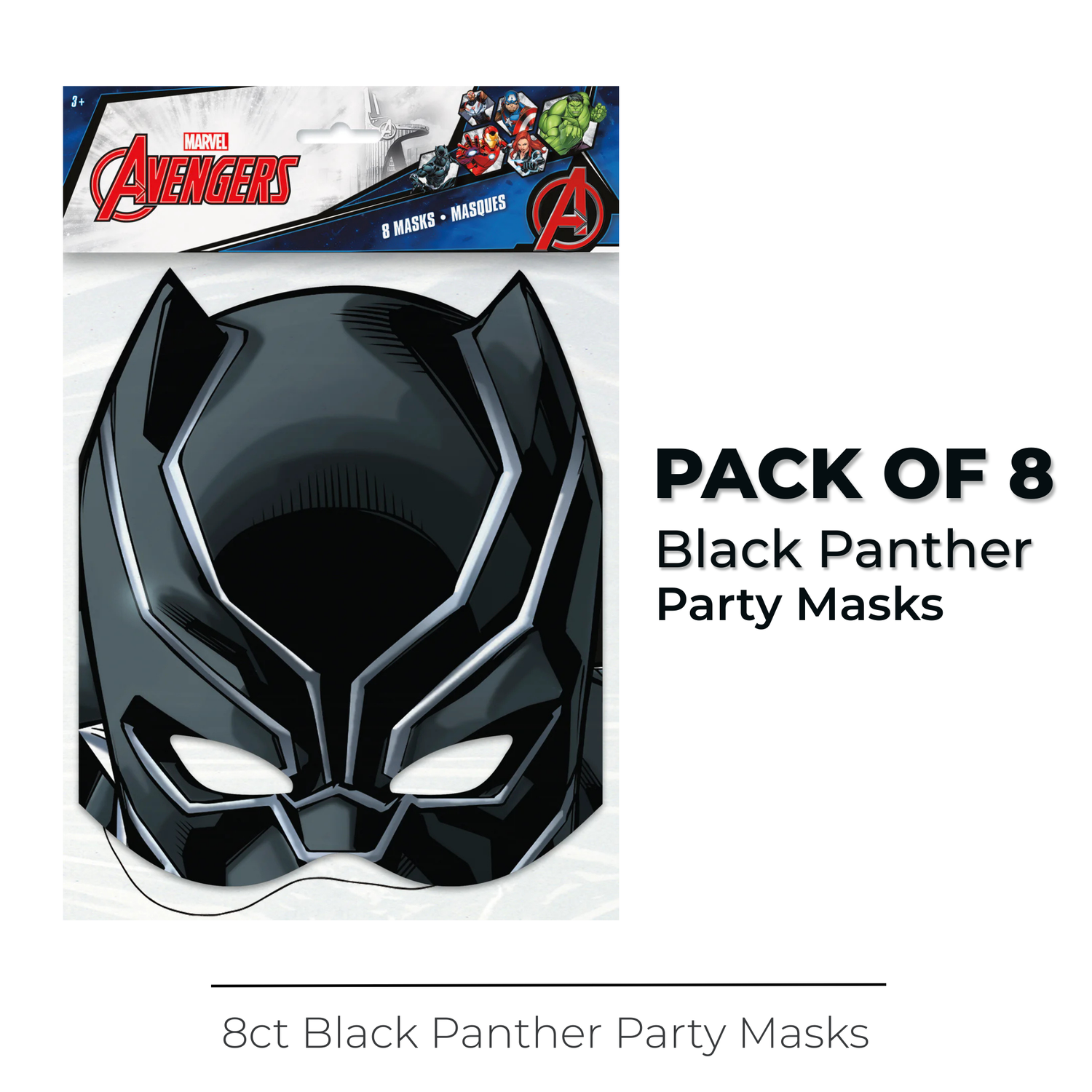 Black Panther Party Masks, 8ct