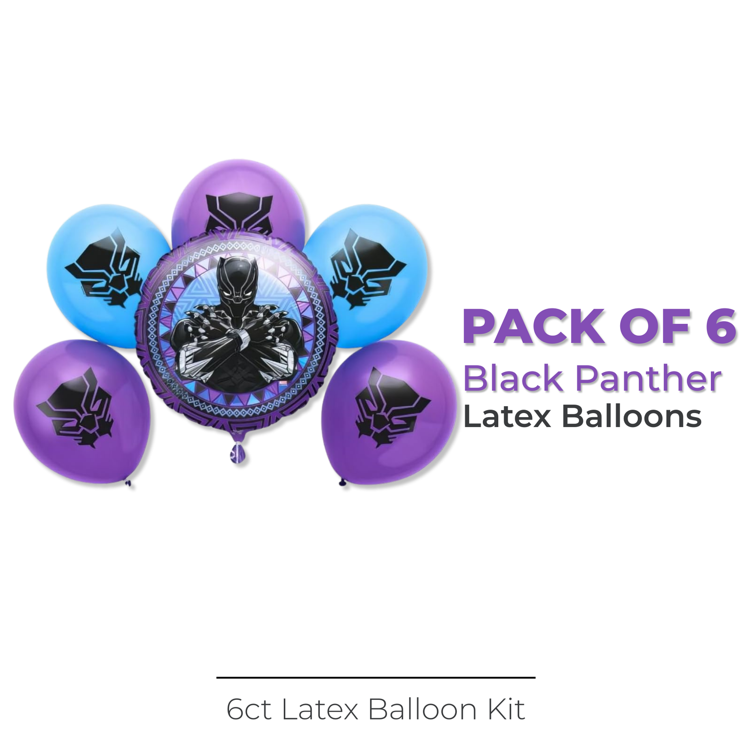 Black Panther Foil & Latex Balloon Kit, 6pc