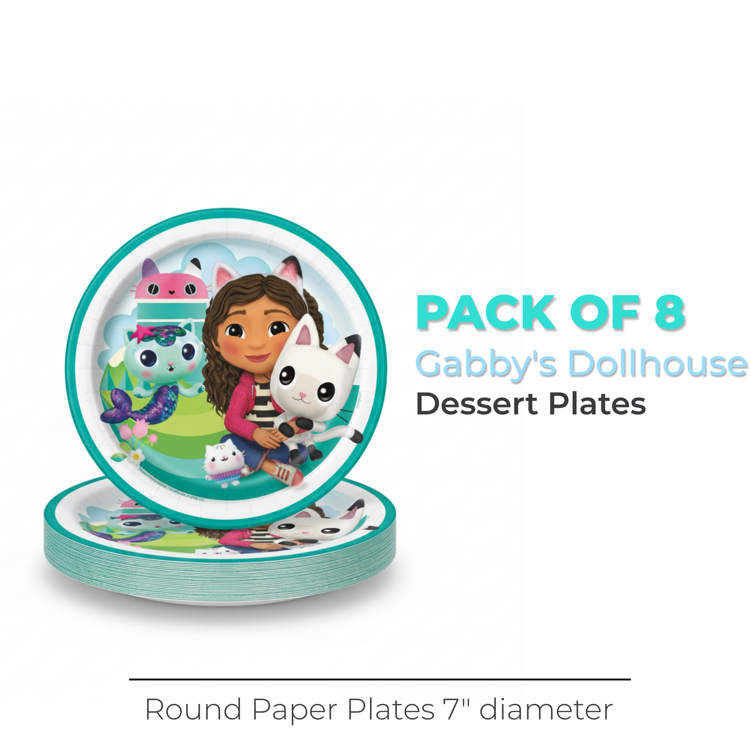 Gabby's Dollhouse Round 7" Dessert Plates, 8ct