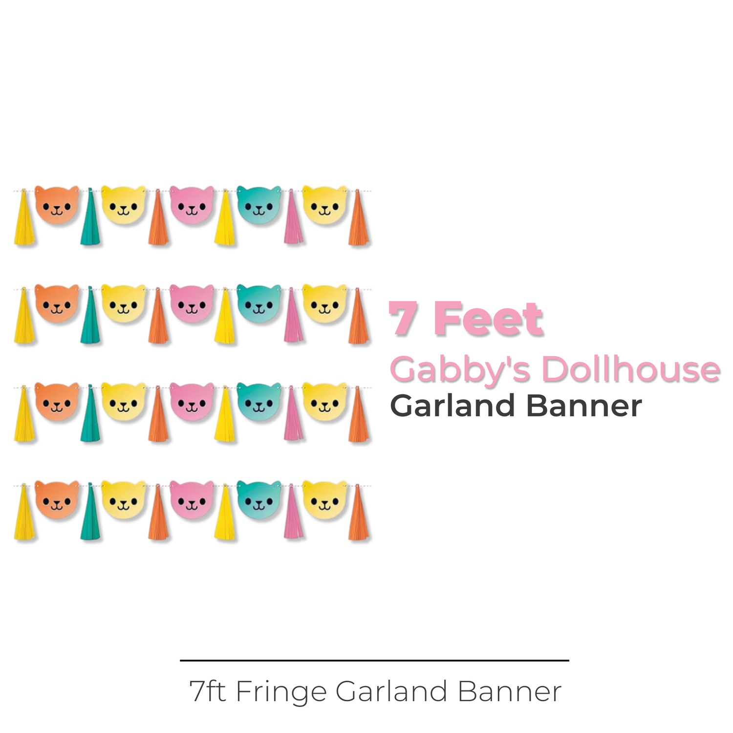 Gabby's Dollhouse Fringe Garland Banner, 7 ft