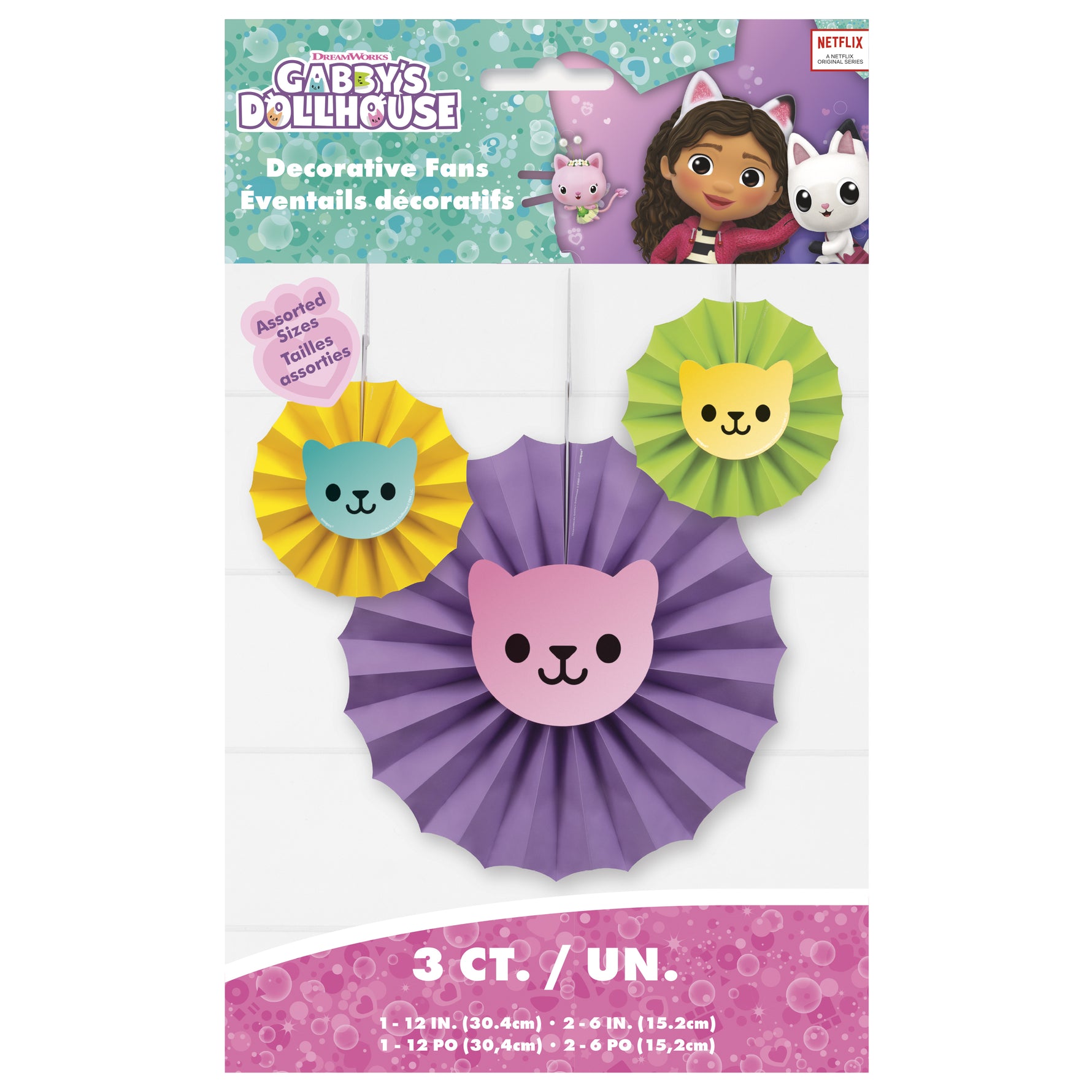 Gabby's Dollhouse Paper Fan Decorations Kit, 3ct - Image 2