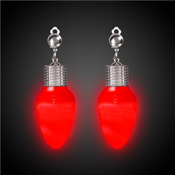 LED Red Bulb Clip-On Earrings