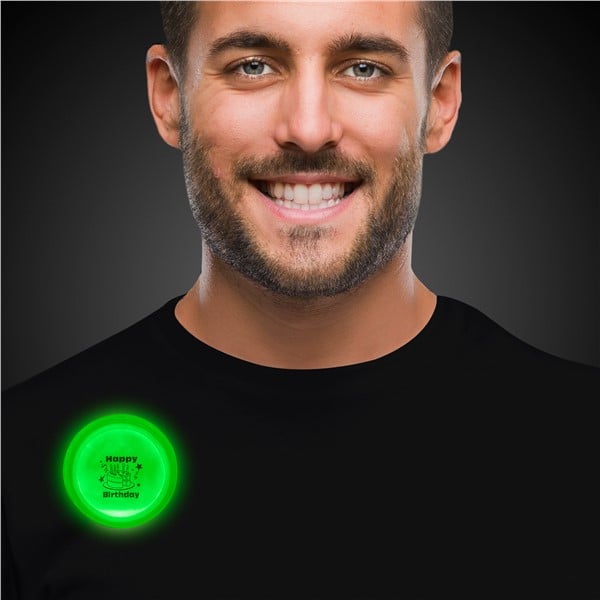 Happy Birthday Green Glow Badge