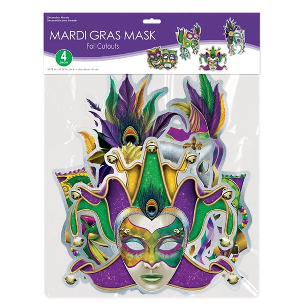 Mardi Gras Metallic Masks Cutouts