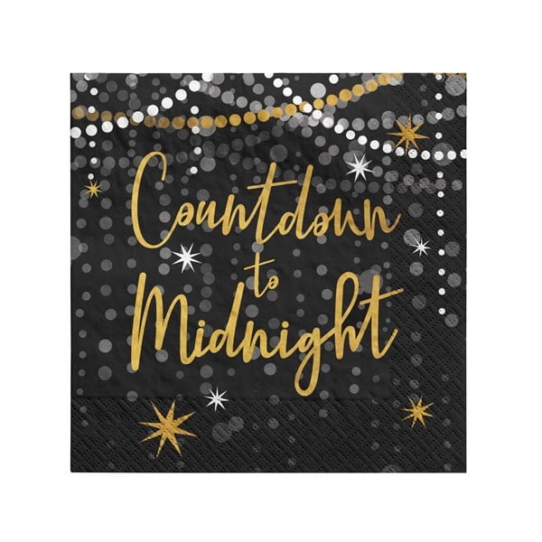 Black Midnight Hour Beverage Napkins