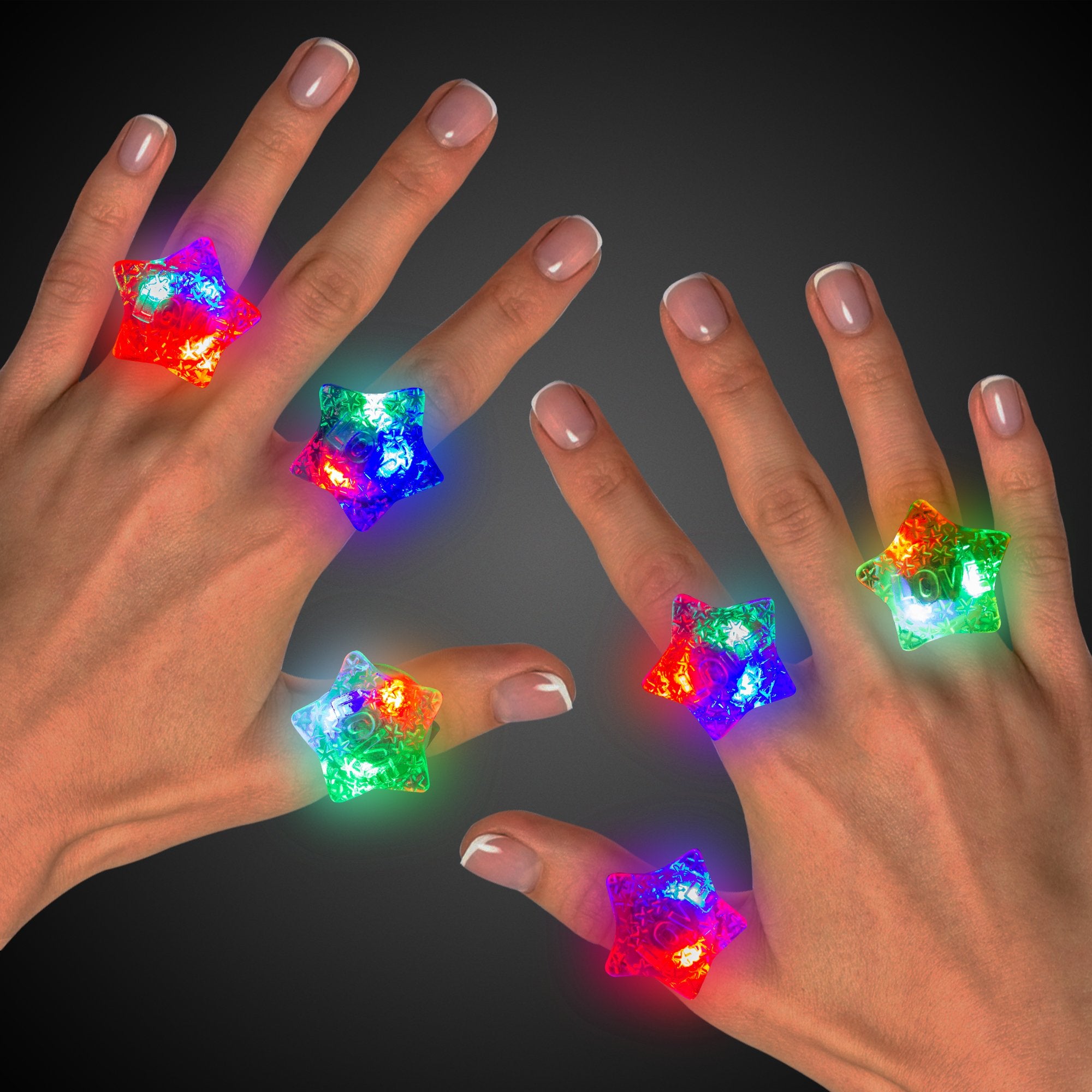 LED Love Star Jelly Rings – Party Time Today