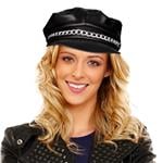 Black Vinyl Biker Hat