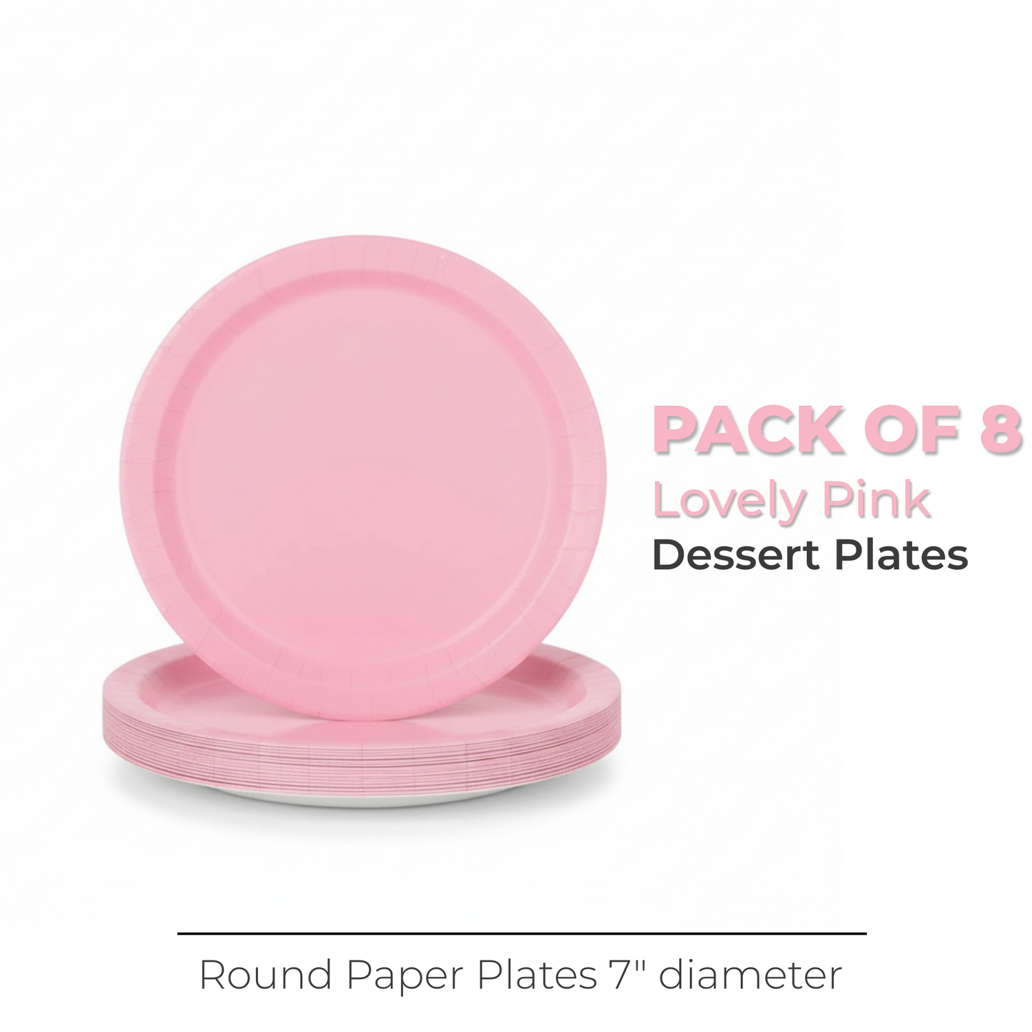 Lovely Pink Solid Round 7" Dessert Plates, 20ct