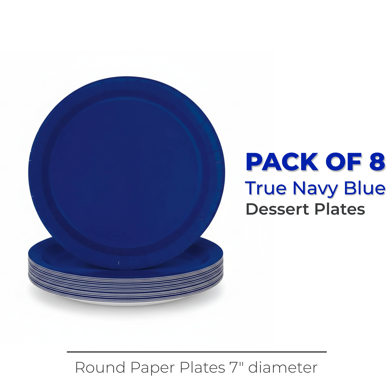 True Navy Blue Solid Round 7" Dessert Plates, 20ct