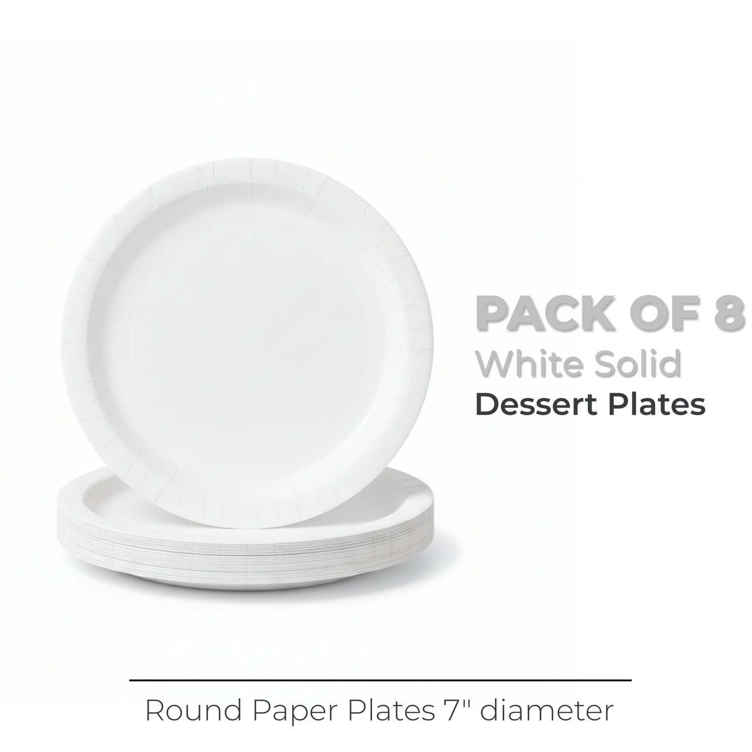 White Solid Round 7" Dessert Plates, 20ct