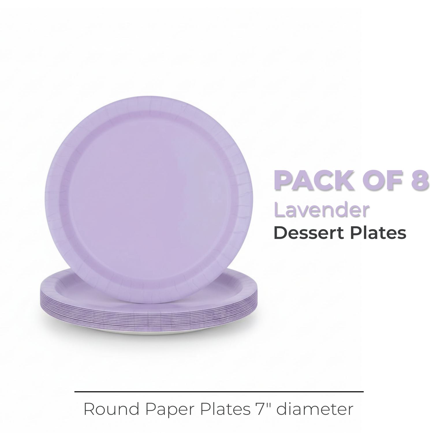 Lavender Solid Round 7" Dessert Plates, 20ct