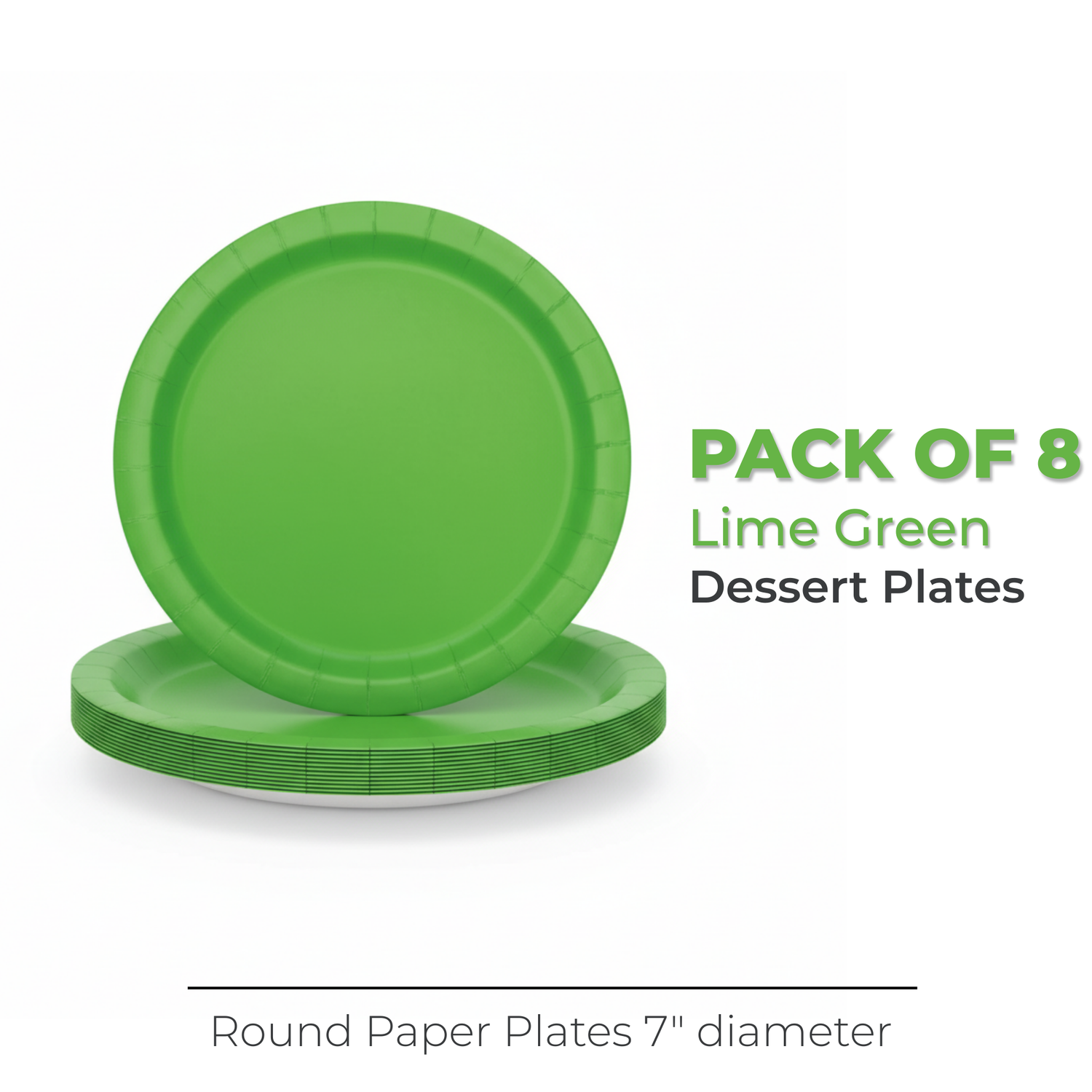 Lime Green Solid Round 7" Dessert Plates, 20ct