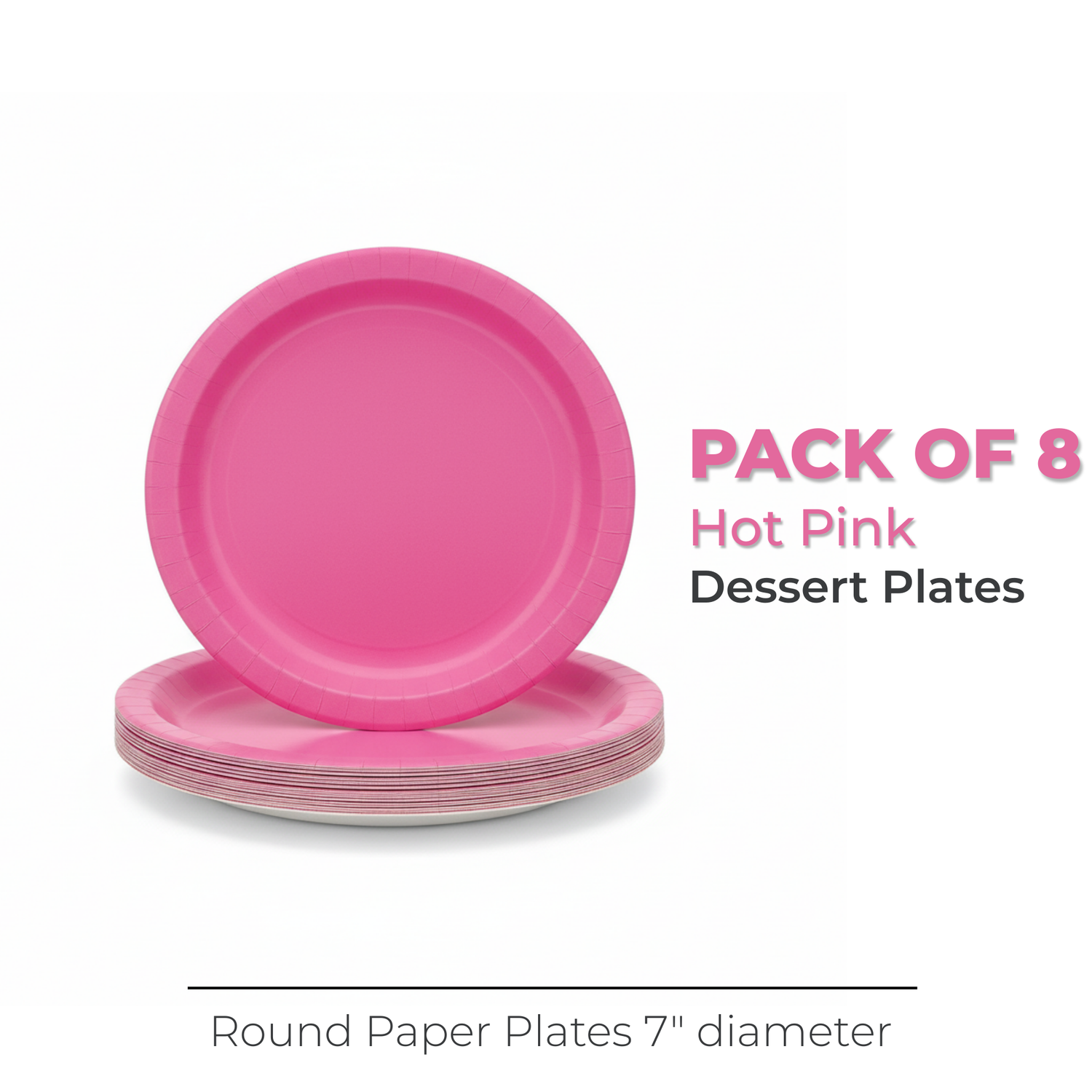 Hot Pink Solid Round 7" Dessert Plates, 20ct