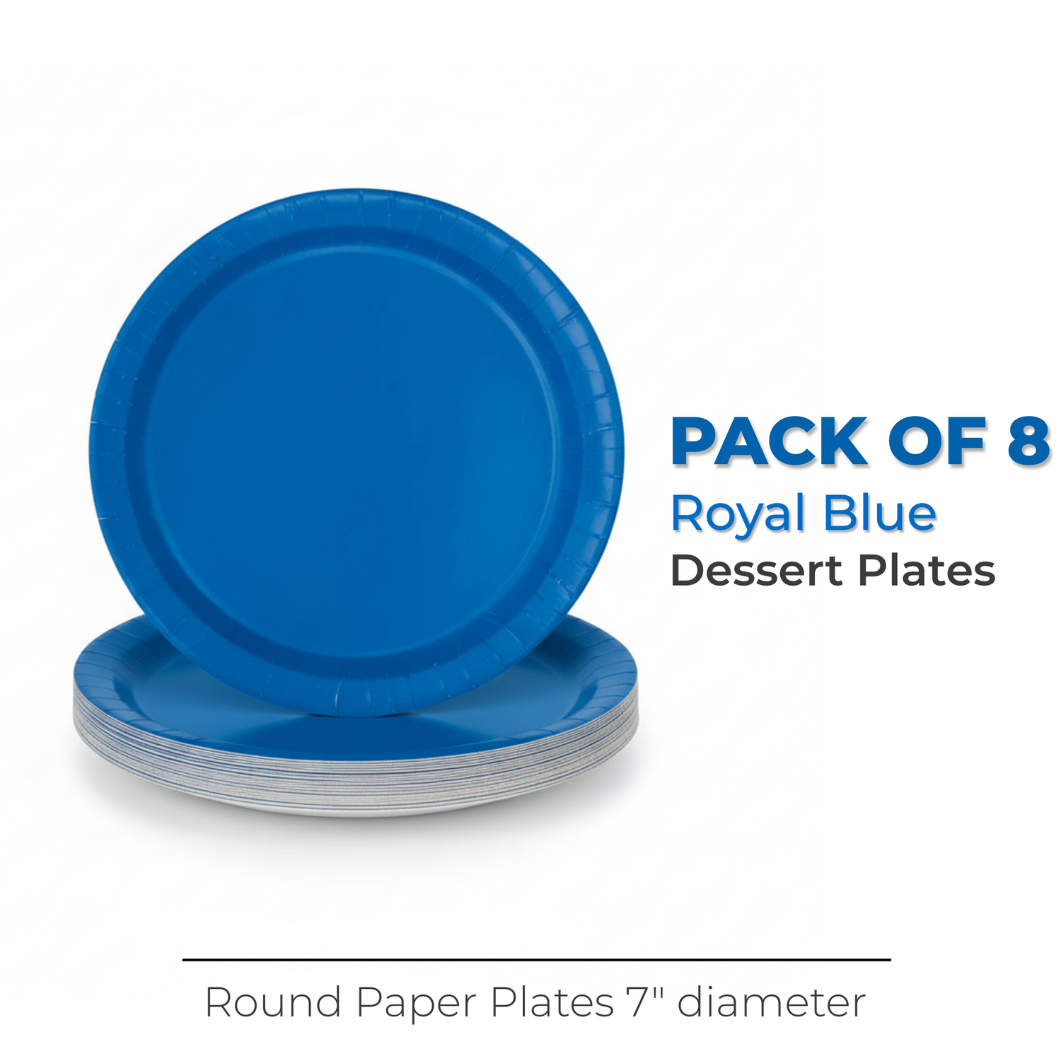 Royal Blue Solid Round 7" Dessert Plates, 20ct