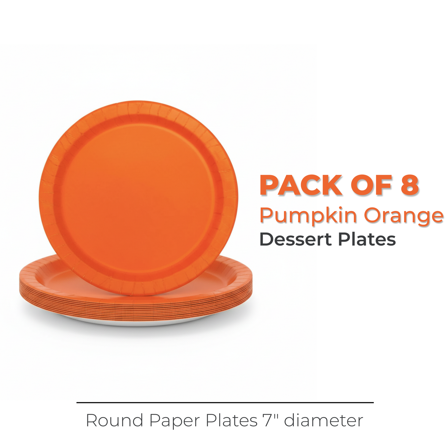 Pumpkin Orange Solid Round 7" Dessert Plates, 20ct