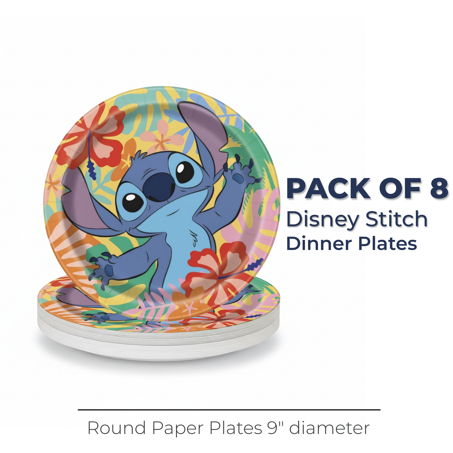 Disney Stitch Round 9" Dinner Plates, 8ct