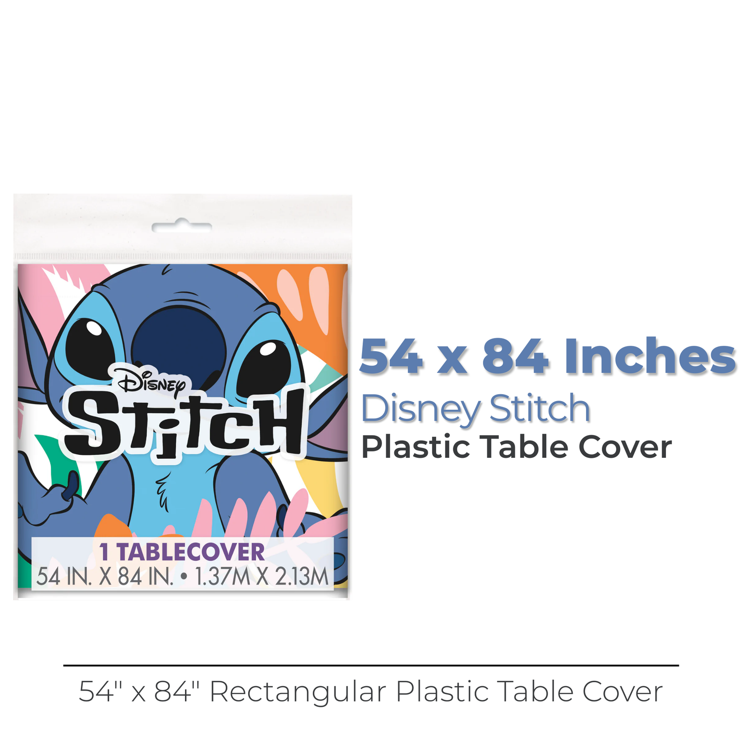 Disney Stitch Rectangular Plastic Table Cover, 54" x 84" - Short Fold