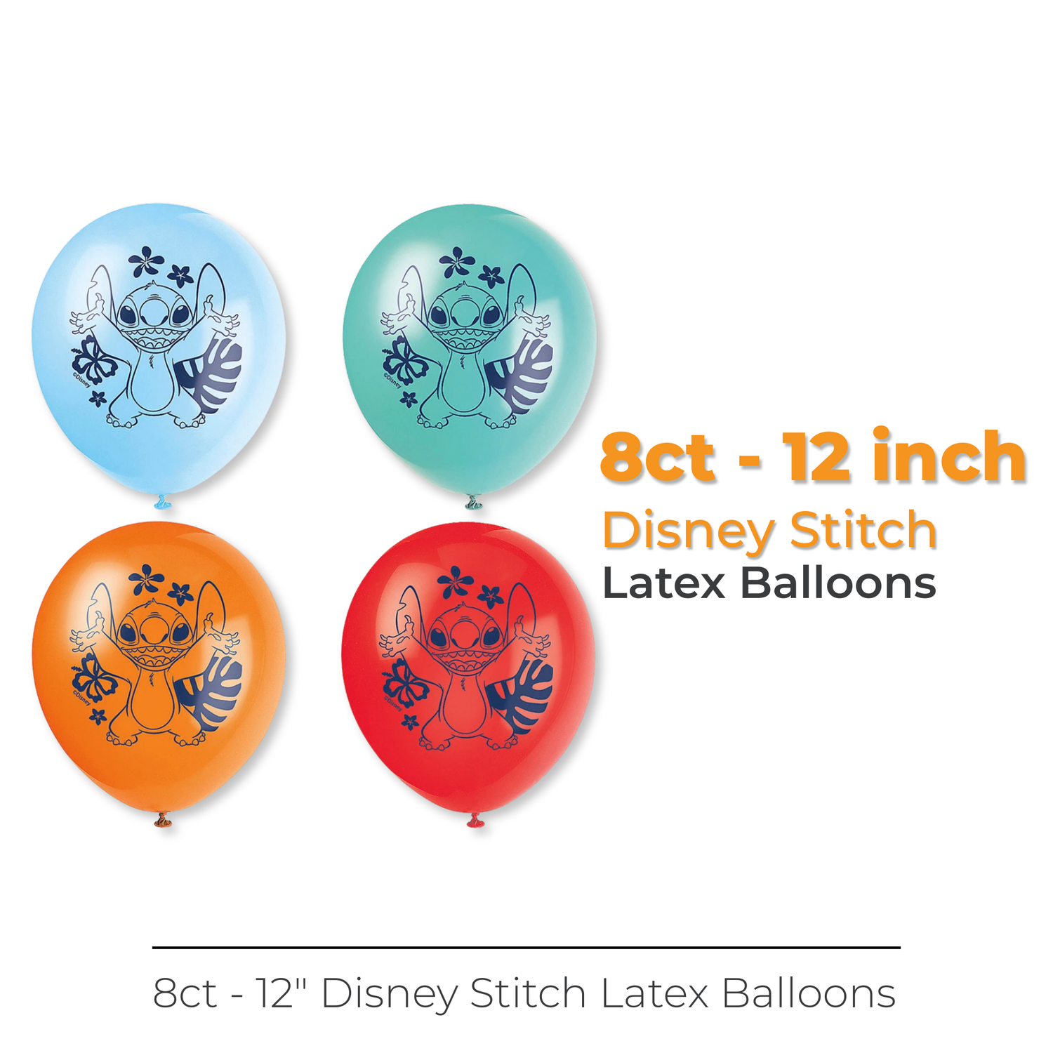 Disney Stitch 12" Latex Balloons, 8ct