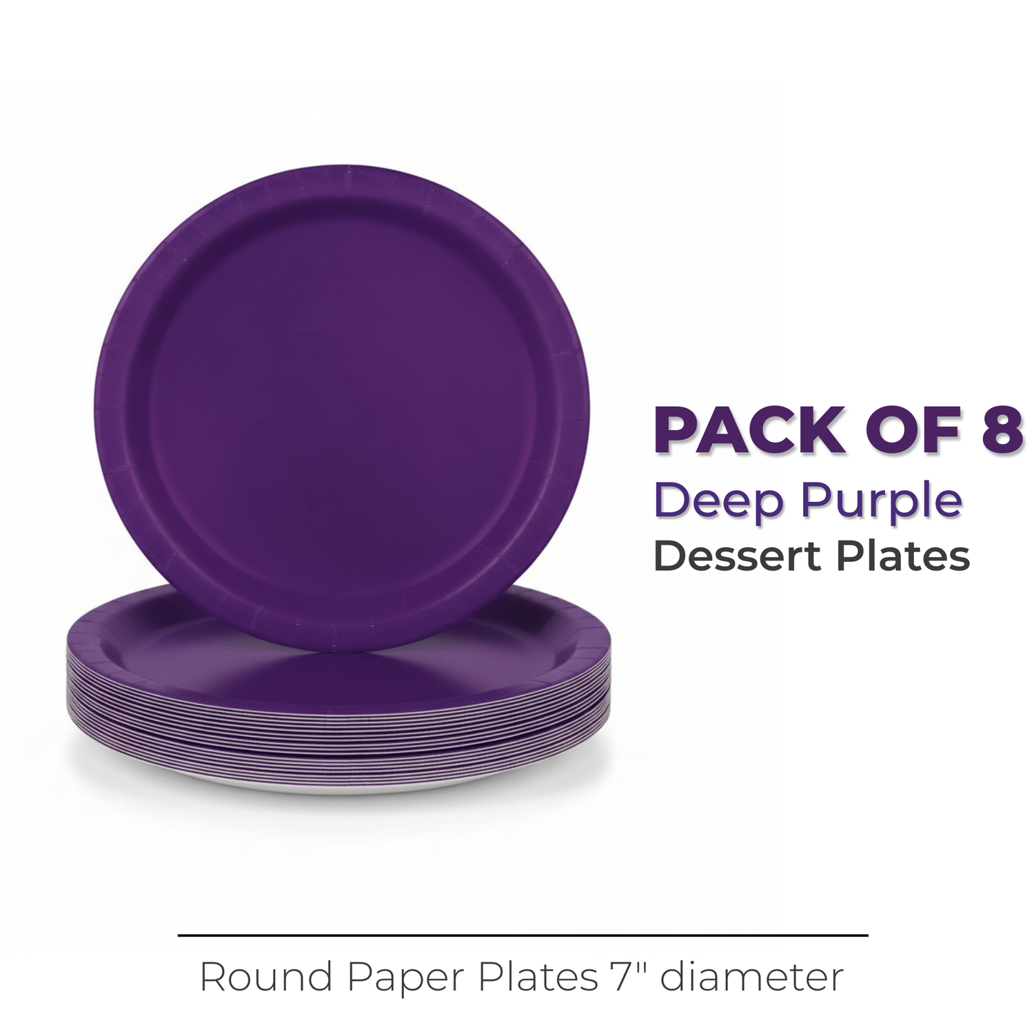 Deep Purple Solid Round 7" Dessert Plates, 20ct