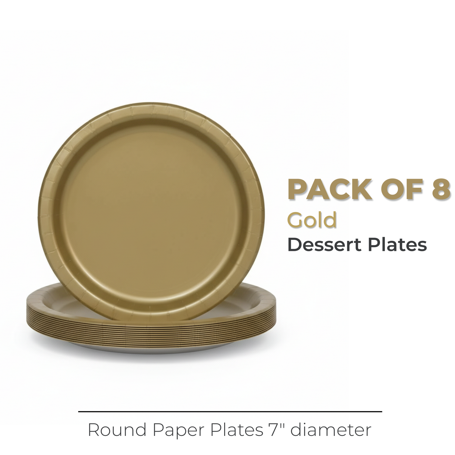 Gold Solid Round 7" Dessert Plates, 20ct